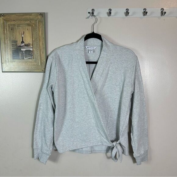 Athleta Gray V-Neck Sweater Soft Knit Casual - Picture 5 of 13